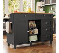 TIZZ Carrello da pranzo 134 x 46 x 92 cm Combinazione mobile e solido, design doppio uso, adatto per cucine domestiche