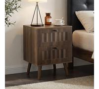 TIZZ Comodino moderno stile medievale con due cassetti, gambe in legno massello color noce, 43,5 x 40 x 57,5 cm, comodino per camera da letto
