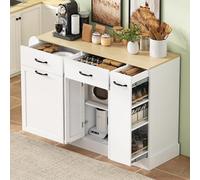 TIZZ Credenza con diversi cassetti, scomparto per rifiuti e portaspezie esterno per sala da pranzo, soggiorno, cucina in bianco