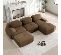 TIZZ Divani modulari a U in cordone di alta qualità, imbottitura 32D altamente elastica, braccioli extra larghi, senza montaggio, antiscivolo e adatta agli animali domestici, per soggiorno, camera da