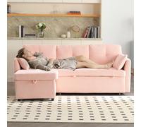 TIZZ Divano Bed Multi-Functional with Storage and Pull-Out Bed Modullar L-Shaped Sectional Corner Sofa Chaise Longue Interchangeable for Living Room