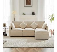 TIZZ Divano in ciniglia, divano a tre posti e quattro posti, design moderno, divano ad angolo a forma di L con poggiapiedi, adatto per appartamenti, video disponibili