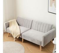 TIZZ Divano letto pieghevole 2 in 1 moderno, minimalista, senza materasso, gambe in legno di gomma, schienale regolabile in 3 posizioni, colore grigio, per piccoli appartamenti e dormitori