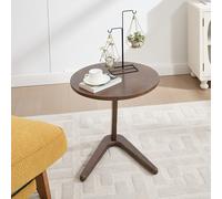 TIZZ Moderno tavolo rotondo e minimalista in legno, tavolino in legno massello, tavolino scorrevole sotto il divano, tavolo TV per piccoli spazi che si adatta sopra il divano.