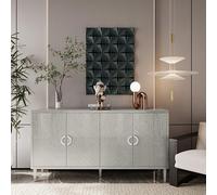 TIZZ Storage Cabinet 152 cm Stylish Functional 4 porte con pine legs and MDF for Living Room Bedroom and Kitchen Champagne