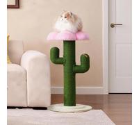 TIZZ Tiragraffi a forma di cactus, alto 90 cm, con tronchi in sisal ispessito e protezione antiribaltamento, design verde, colonna tiragraffi per gatti, appartamento, piccolo