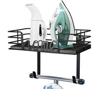 TJ.MOREE Appendiabiti da parete per asse da stiro, decorazione per lavanderia, supporto per ferro e asse da stiro, per organizzare e riporre oggetti in lavanderia, con base in legno grigio scuro e