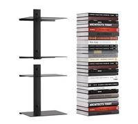 TJ.MOREE Confezione da 2 Librerie Galleggianti Invisibili da Parete, 4 Ripiani, Colonna Vertebrale Verticale, Montaggio a Parete, Organizer per Libri in Metallo