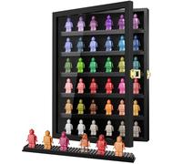 TJ.MOREE Minifigure - Custodia per display a 6 posti, con supporto da parete in legno, per collezionisti, colore: nero, 42,4 x 31,3 x 5,4 cm