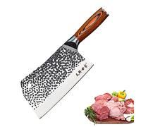 TJ POP Mannaia Coltello da Chef Cinese, Coltello da Cucina Professionale 19.4cm, Coltello per Carne Affilato con Design Full Tang, Lama in Acciaio 50Cr15 Spessore 3.5mm, TJ SEGA Serie TC19071