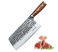 TJ POP Mannaia Coltello da Chef Cinese, Coltello da Cucina Professionale 21cm, Coltello per Carne Affilato con Design Full Tang, Lama in Acciaio 50Cr15 Spessore 2.5mm, TJ SEGA Serie TC19075