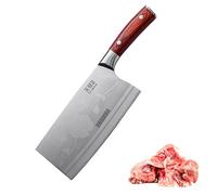 TJ POP Mannaia Coltello da Cuoco Cinese, Coltello da Cucina Professionale 20cm, Affilato Coltello da Carne, 2 in 1,Lama in Acciaio 40Cr13 Spessore 2,5mm, TJ SEGA Serie TC19033