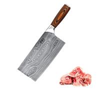 TJ POP Mannaia Coltello da Cuoco Cinese, Coltello da Cucina Professionale 20cm, Affilato Coltello da Carne con Modello Damasco, 2 in 1,Lama in Acciaio 40Cr13 Spessore 3mm, TJ SEGA Serie TC19022