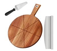 TJ POP Tagliere in Legno di Acacia 30cm per Pizza, Vassoio con Tagliapizza e Buccia