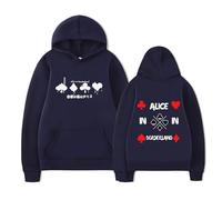TJ-Sheenbo Felpa con cappuccio con stampa di Alice in Borderland, unisex, a maniche lunghe, alla moda, blu navy, L