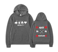 TJ-Sheenbo Felpa con cappuccio con stampa di Alice in Borderland, unisex, a maniche lunghe, alla moda, Grigio scuro, XL
