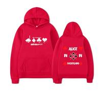 TJ-Sheenbo Felpa con cappuccio con stampa di Alice in Borderland, unisex, a maniche lunghe, alla moda, Rosso, 3XL
