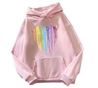 TJ-Sheenbo Felpa con cappuccio da donna, con grafica arcobaleno e cuore orgoglio gay e felpa casual a maniche lunghe LGBT Pride, rosa chiaro, L