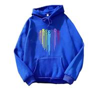 TJ-Sheenbo Felpa con cappuccio da donna, con grafica arcobaleno e cuore orgoglio gay e felpa casual a maniche lunghe LGBT Pride, Blu, L