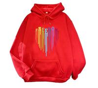 TJ-Sheenbo Felpa con cappuccio da donna, con grafica arcobaleno e cuore orgoglio gay e felpa casual a maniche lunghe LGBT Pride, Rosso, L