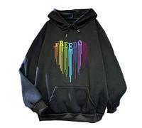 TJ-Sheenbo Felpa con cappuccio da donna, con grafica arcobaleno e cuore orgoglio gay e felpa casual a maniche lunghe LGBT Pride, Nero , L