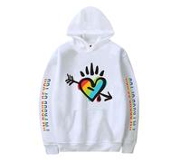 TJ-Sheenbo Felpa con cappuccio stampata da donna, con stampa arcobaleno, per abiti LGBT Pride, bianco-1, L