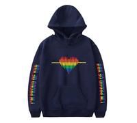 TJ-Sheenbo Felpa con cappuccio stampata da donna, con stampa arcobaleno, per abiti LGBT Pride, Blu navy-4, L