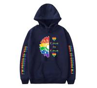 TJ-Sheenbo Felpa con cappuccio stampata da donna, con stampa arcobaleno, per abiti LGBT Pride, Blu navy-3, L