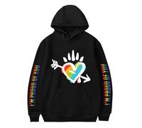 TJ-Sheenbo Felpa con cappuccio stampata da donna, con stampa arcobaleno, per abiti LGBT Pride, Nero-1, L