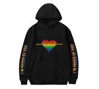 TJ-Sheenbo Felpa con cappuccio stampata da donna, con stampa arcobaleno, per abiti LGBT Pride, Nero-4, L