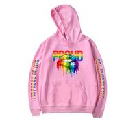 TJ-Sheenbo Felpa con cappuccio stampata da donna, con stampa arcobaleno, per abiti LGBT Pride, Rosa-2, L