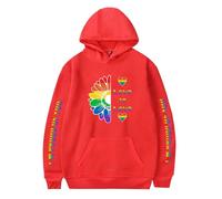 TJ-Sheenbo Felpa con cappuccio stampata da donna, con stampa arcobaleno, per abiti LGBT Pride, Rosso-3., L