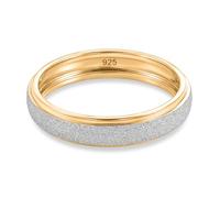 TJC Anello a fascia in argento Sterling sabbiato per donne e uomini, diamante simile a scintilla, argento 925 stampato e placcato oro giallo, anello impilabile, anello di promessa, anello nuziale