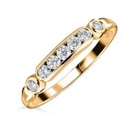 TJC Moissanite Half Eternity Anello a fascia in argento 925 placcato oro e platino per anniversario, fedi nuziali da donna con sette pietre, regalo, T, Oro Argento, Moissanite