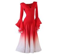 TJDWPRRD Abbigliamento da Gara Balli da Sala Costumi da Ballo per Valzer con Cut-out Abiti da Ballo Salsa/Tango con Sfumatura Gonna da Esibizione Foxtrot Flamenco Femminile