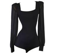 TJDWPRRD Abiti da Allenamento Sala da Ballo Body Performance Latina da Donna Top Body Pratica Tango Cha Cha Elastico Abbigliamento da Ballo Salsa a Maniche Lunghe Vestito per Rumba,A,S