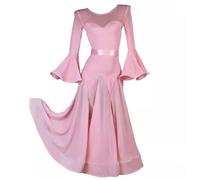 TJDWPRRD Abiti da Ballo da Sala per Donna Costume da Ballo da Spettacolo Valzer a Maniche Lunghe Gonna da Salsa Foxtrot con Maniche a Tromba Completo da Ballo Standard Nazionale,B,M