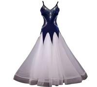 TJDWPRRD Abiti da Ballo di Valzer Senza Maniche Abito da Ballo Foxtrot Lucido per Donna Gonna da Ballo Flamenco Traspirante Vestiti da Spettacolo di Ballo di Salsa Tango,A,L