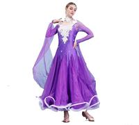 TJDWPRRD Abiti da Ballo in Valzer da Donna Costumi di Danza da Sala da Ballo per Competizione Abbigliamento da Ballo Foxtrot Flamenco Strass Gonna Prestazione Applique per Salsa,C,XL