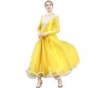 TJDWPRRD Abiti da Ballo in Valzer da Donna Costumi di Danza da Sala da Ballo per Competizione Abbigliamento da Ballo Foxtrot Flamenco Strass Gonna Prestazione Applique per Salsa,A,L