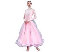 TJDWPRRD Abiti da Ballo in Valzer da Donna Costumi di Danza da Sala da Ballo per Competizione Abbigliamento da Ballo Foxtrot Flamenco Strass Gonna Prestazione Applique per Salsa,F,S