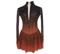 TJDWPRRD Abiti da Pattinaggio Artistico Vestiario da Ballo Body da Ginnastica Balletto Gonna da Pattinaggio a Rotelle da Donna a Maniche Lunghe Abito da Prestazione Danza sul Ghiaccio,B,15_16Years