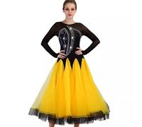 TJDWPRRD Abiti da Prestazione in Valzer Costume da Competizione Salsa Tango Gonna Grande Linea a Sala da Ballo Flamenco Manica Lunga vêtements da Danza Standard Nazionali Squisiti,C,L