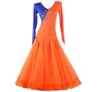 TJDWPRRD Abiti da Sala da Ballo Abbigliamento da Ballo Concorso Valzer Maniche Lunghe Gonna Prestazioni Tango Foxtrot con Strass Vestiti da Ballo Flamenco Lucido