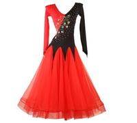 TJDWPRRD Abiti da Sala da Ballo Abbigliamento da Ballo Concorso Valzer Maniche Lunghe Gonna Prestazioni Tango Foxtrot con Strass Vestiti da Ballo Flamenco Lucido