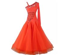TJDWPRRD Abiti da Sala da Ballo Costumi di Prestazioni di Valzer con Strass Completo da Competizione di Salsa Tango da Donna Abbigliamento Ballo del Flamenco Traspirante