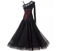 TJDWPRRD Abiti da Sala da Ballo Costumi di Prestazioni di Valzer con Strass Completo da Competizione di Salsa Tango da Donna Abbigliamento Ballo del Flamenco Traspirante