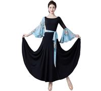 TJDWPRRD Abiti da Sala da Ballo per Spettacoli Costumi da Ballo Salsa Tango per Donna Vestito da Pratica di Ballo di Valzer Stampato Abbigliamento Ballo del Flamenco Traspirante,B,L