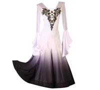 TJDWPRRD Abiti da Sala da Ballo Vuoti Abbigliamento da Ballo da Competizione di Valzer per Donna Gonna Prestazioni Salsa Tango Gradiente Vestiti da Ballo da Sala Ricamato,B,XL