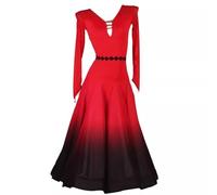 TJDWPRRD Abiti da Sala da Ballo Vuoti Gonna da Prestazioni Valzer a Maniche Lunghe Completo da Allenamento Foxtrot Flamenco da Donna Costume Standard Nazionale Sfumato